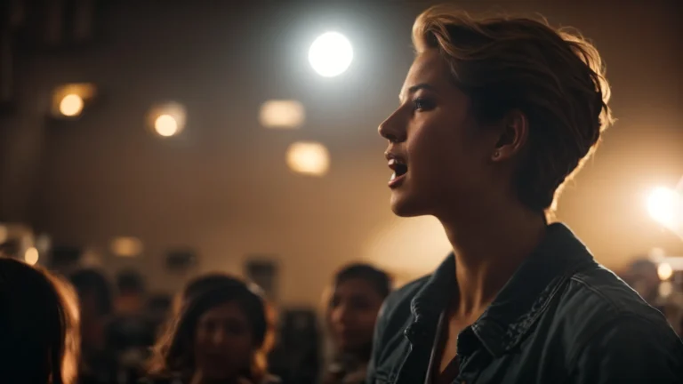 a camera focuses on a person speaking energetically in front of a bright light, capturing their enthusiasm for the audience watching online.
