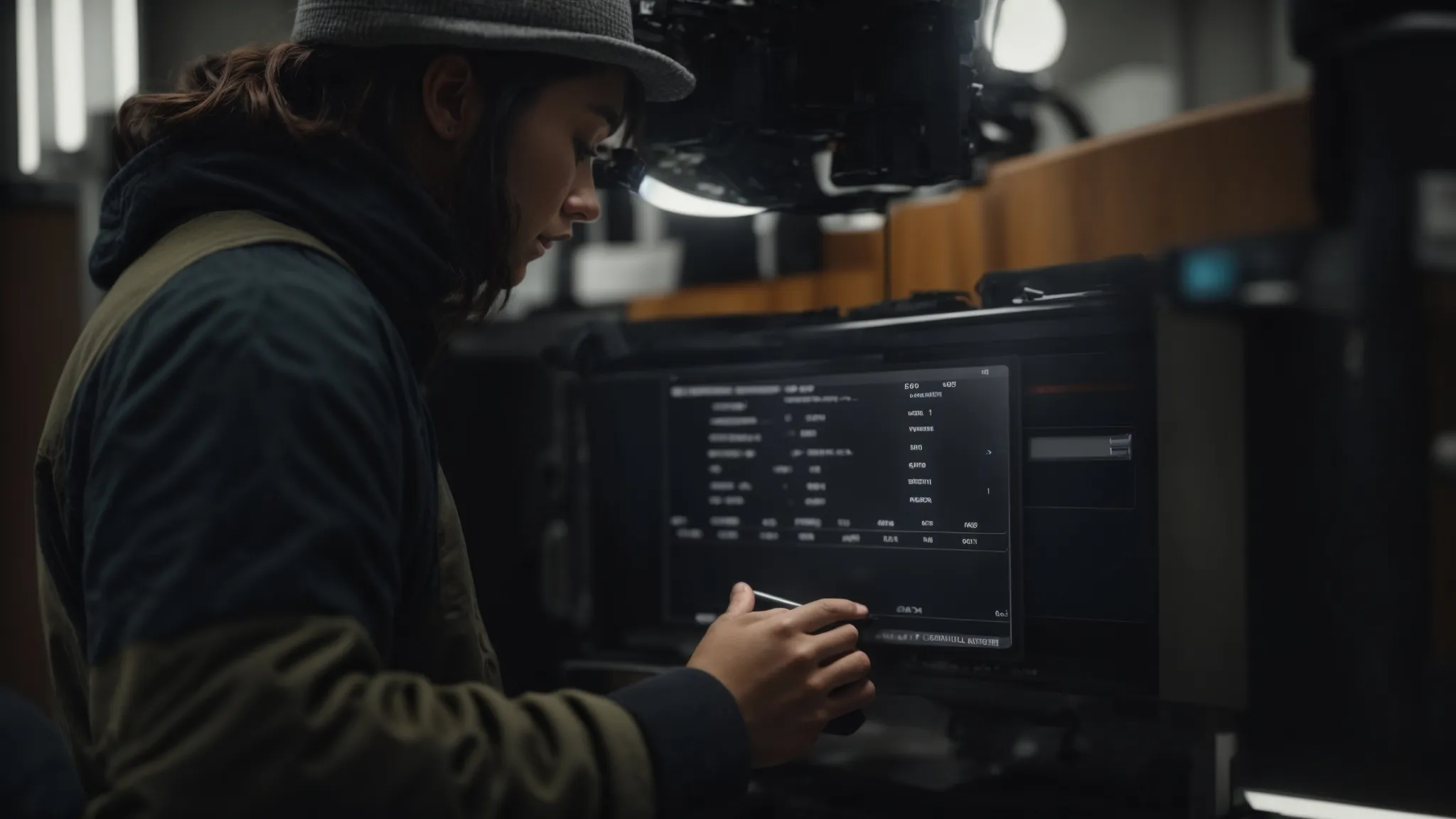 a filmmaker adjusting a logo's size on a video edit screen, ensuring it fits perfectly within the frame.