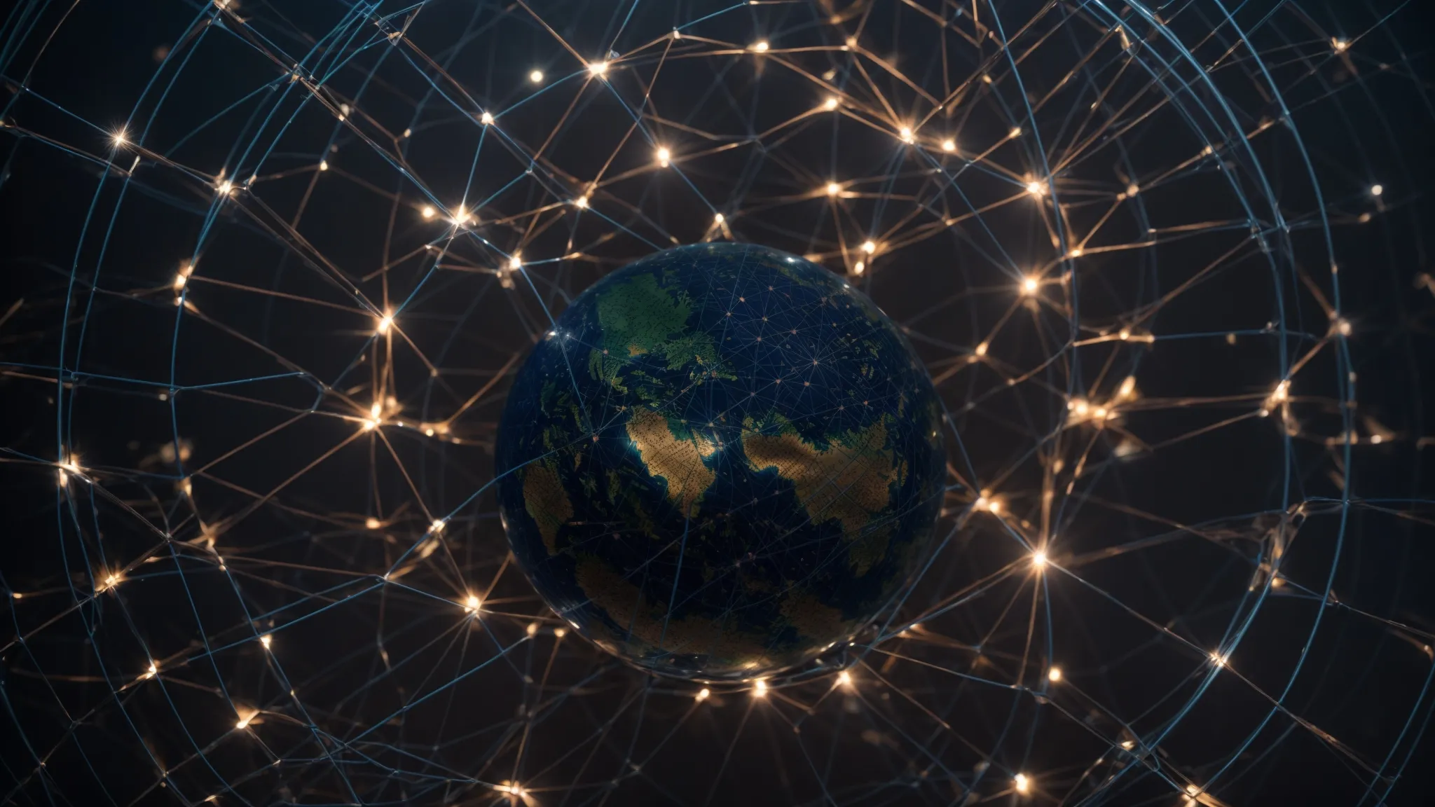 a globe surrounded by various interconnected network nodes illustrating the expansive, efficient delivery system of a content delivery network.