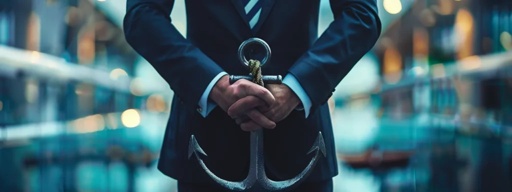 a business executive firmly grasping an anchor, symbolizing their reliance on white label services for business expansion.