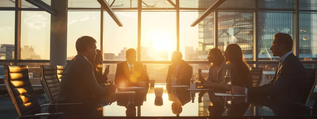a group of business professionals gathered around a conference table discussing the successful integration of white label services into their business model.
